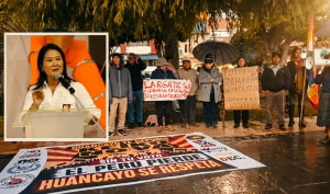 Ciudadanos protestan por visita de Keiko Fujimori en Huancayo: «Aquí la repudiamos»